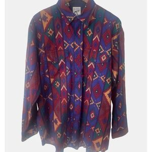 Vintage Roper Mens XL Aztec Southwestern Print Button Down Shirt Rodeo Cowboy